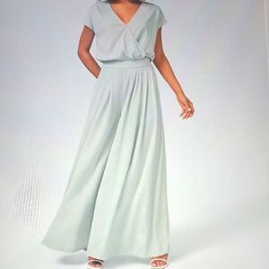 LARGE.  HALARA V NECK WIDE LEG FLOWY WAFFLE JUMPSUIT